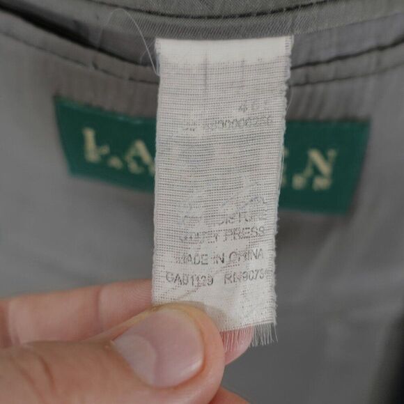 Lauren Ralph Lauren Tweed Wool Blue‎ Gray Herringbone W/ Yellow Windowpane 44S - Picture 9 of 13